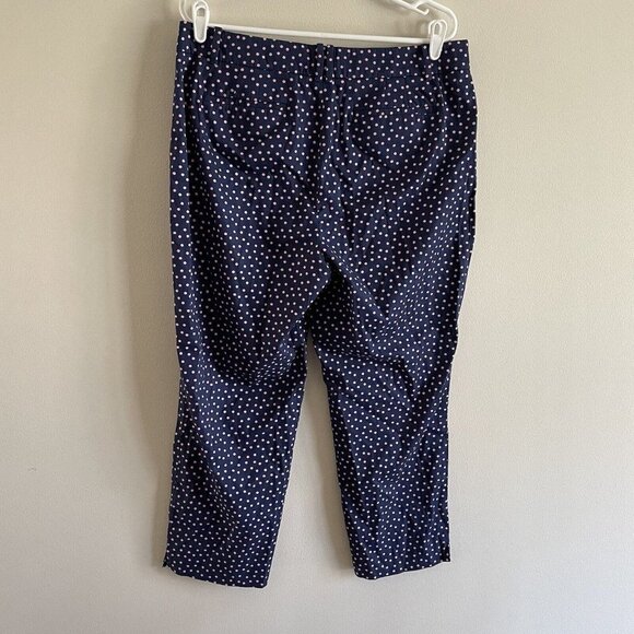 Talbots Women 12 Blue Pink Polka Dot Cotton Preppy Curvy The Perfect Crop Pants - Picture 6 of 9